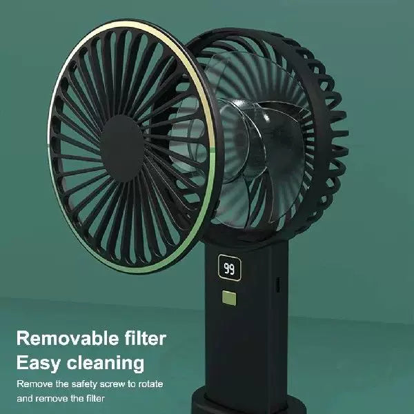 Unisex Einheitsgröße kompakt wiederaufladbarer tragbarer Ventilator mit digitaler Batteriestandsanzeige und Ladestation Brehn