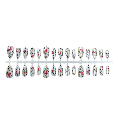 Künstlerisches Kirsch- und Leopardenmuster Press-On Nagelkunst Set Brehn
