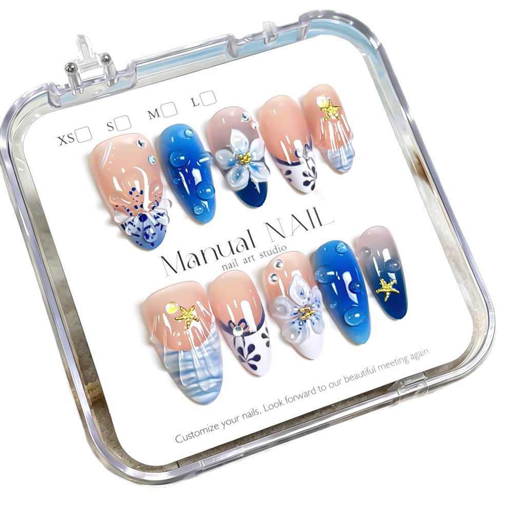 Künstlerisches florales Press-On-Nagelset Brehn