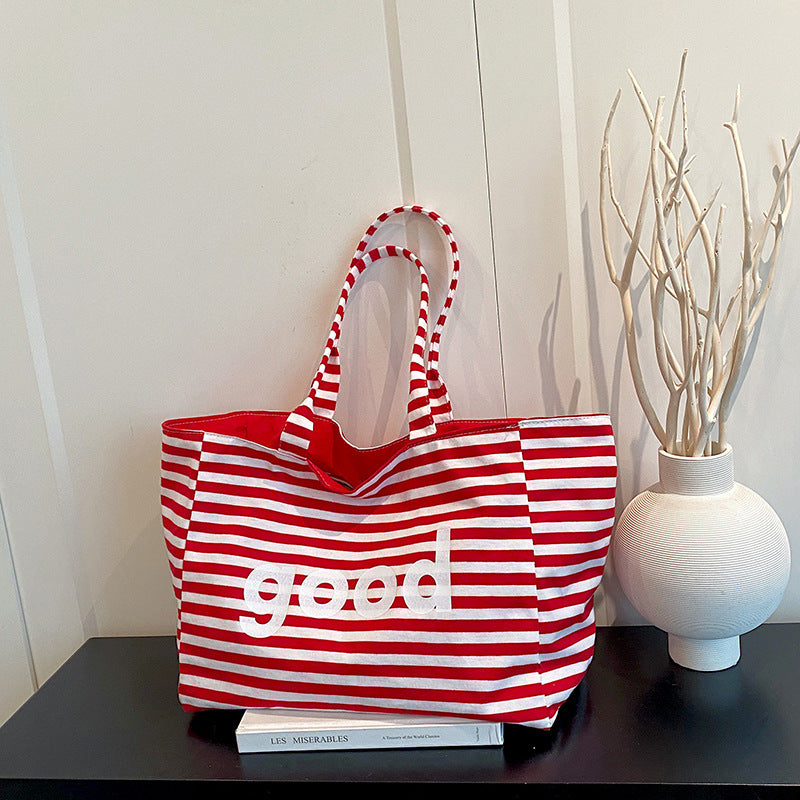 WoSpacious Canvas Strandtas Brehn