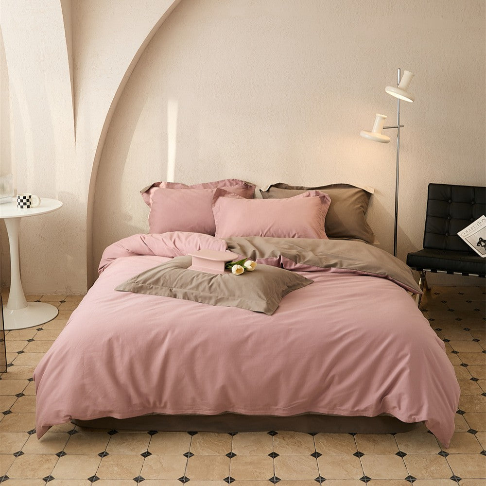 Wendbare Baumwoll-Satin Bettdeckenbezug und Kissenbezug Set