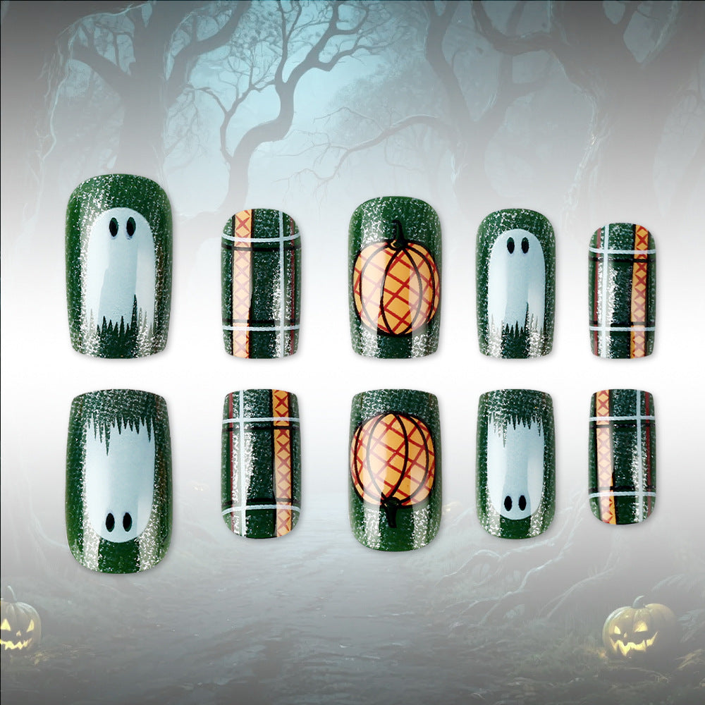 Pumpkin-Themen Press-On Nagelkunst Set Brehn