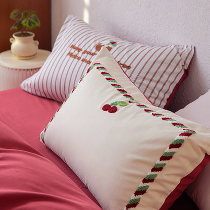 Wendbares Baumwollsatin-Bettwäsche-Set mit gestickten Winter- und Weihnachtsapplikationen
