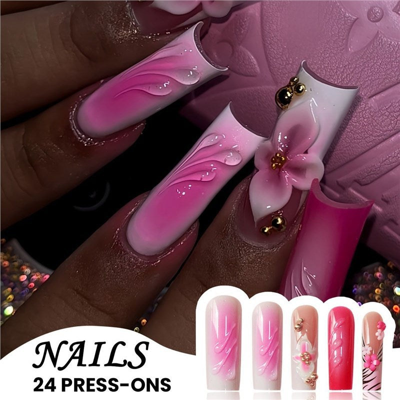 Dekorative florale Press-On Nagelerweiterungen Brehn
