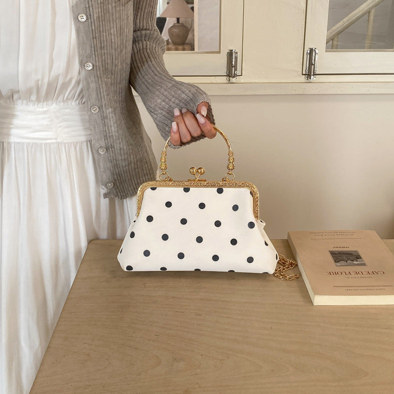 WoVintage Elegante Polka Dot Abend-Clutch Brehn