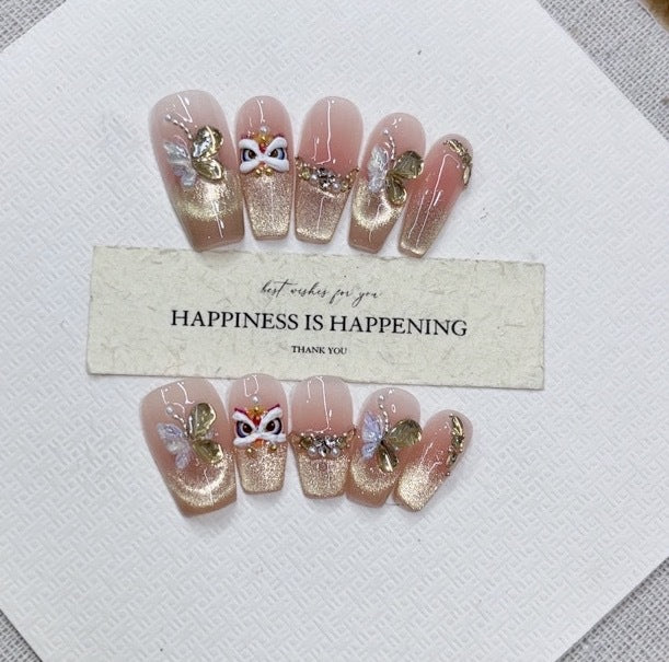 Künstlerisches dekoratives Press-on-Nagelset Brehn