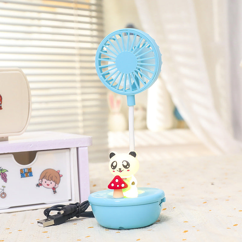 Damen Tragbarer USB Ventilator mit integrierter LED-Lampe und niedlichem Panda-Design Brehn