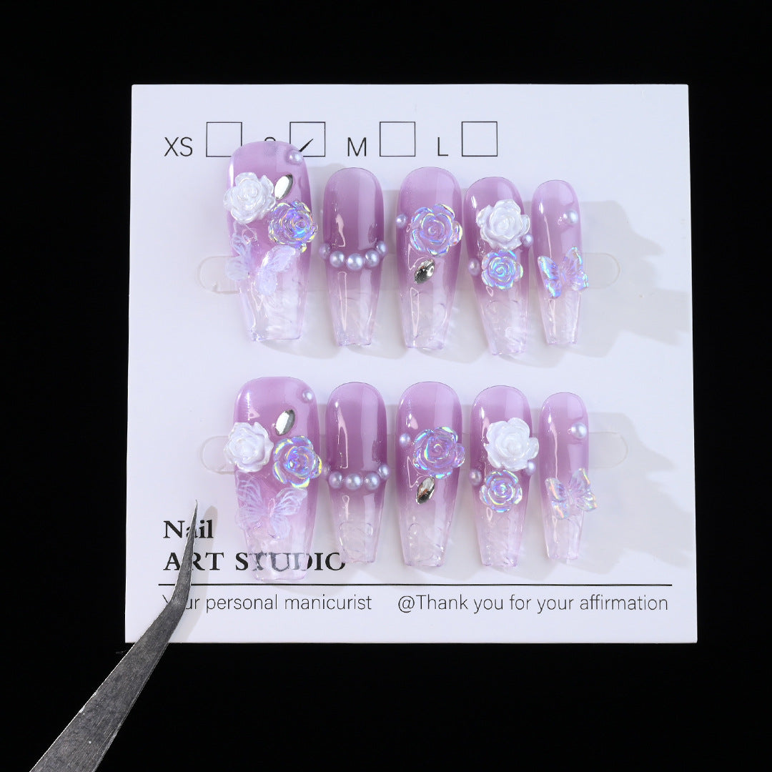 Floral Verziertes Press-On Nagelset Brehn