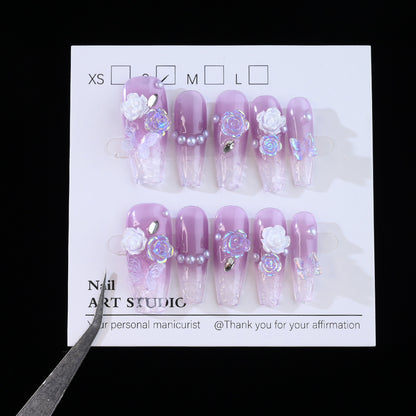 Floral Verziertes Press-On Nagelset Brehn
