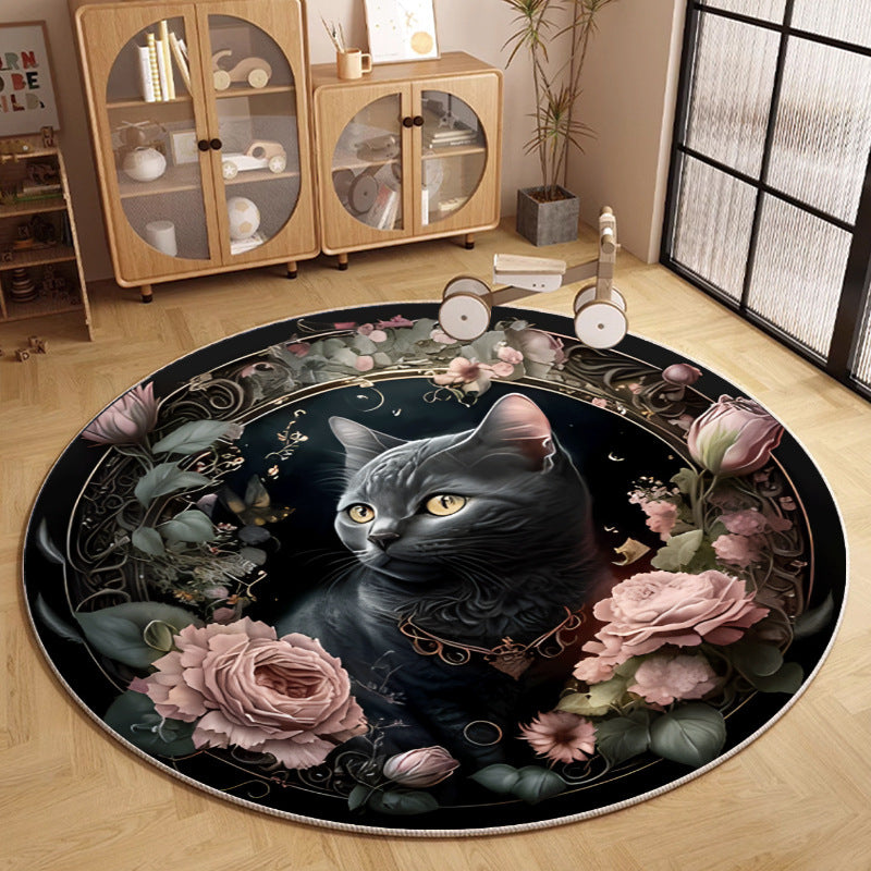 Runder Katzen-Themen Teppich