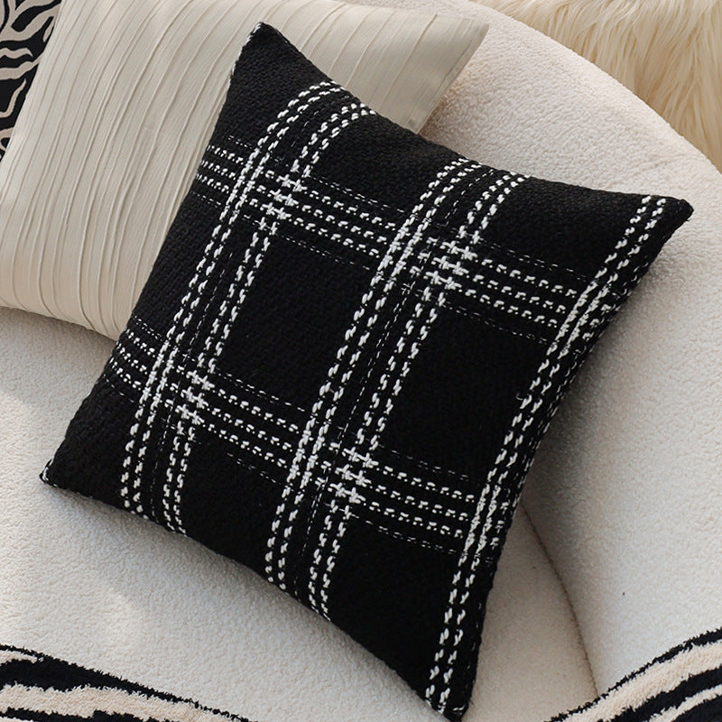 Quadratischer Zierkissenbezug im Tweed‑Look mit gewebter Plaid‑Textur und feiner Bouclé‑Haptik Brehn