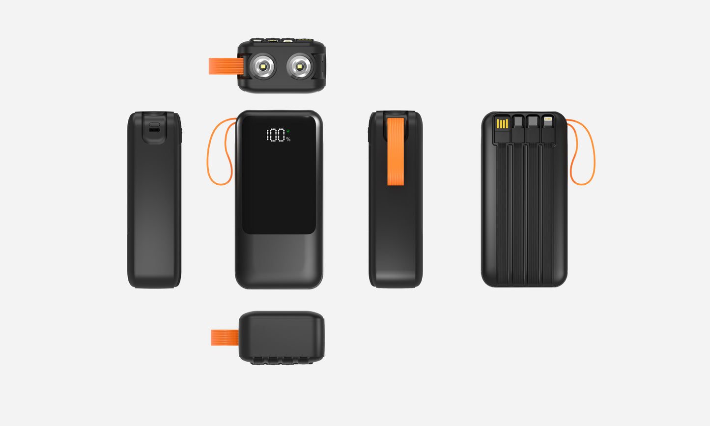 Tragbare Powerbank mit Intelligenter Led-Anzeige und Multifunktions-Ladeanschlüssen Brehn