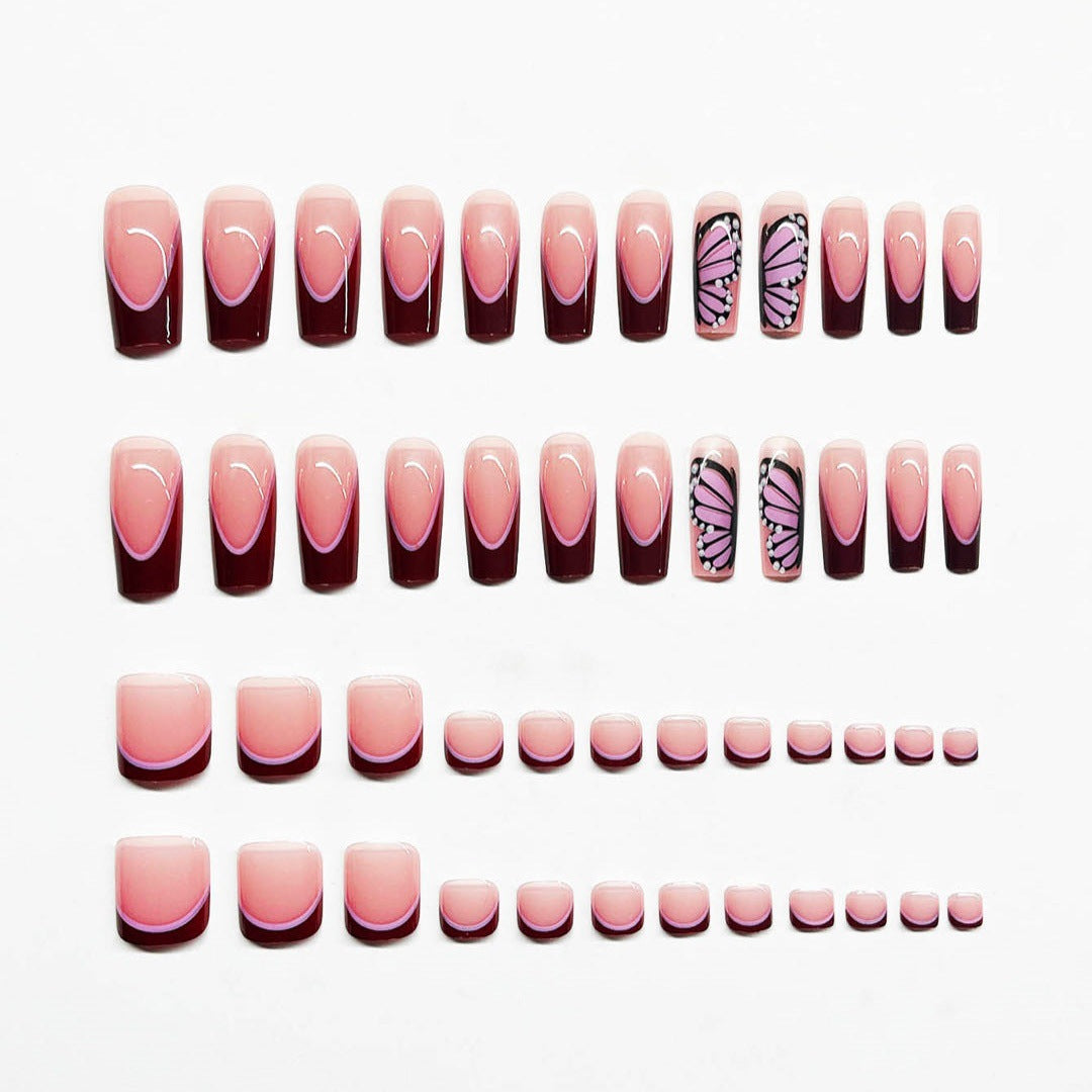Künstlerisches Schmetterling Press-On Nagelset Brehn