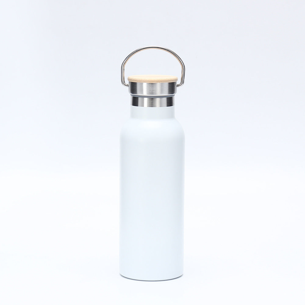 Damen isolierte Edelstahl-Trinkflasche mit Holzdeckel Brehn