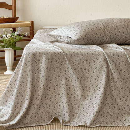 Gegerbete Leinenmischung Floral Bettüberwurf und Kissenbezug Set