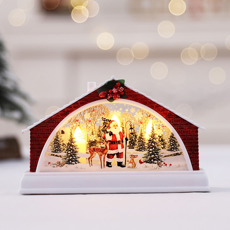 Dekorative Beleuchtete Weihnachtsdorf-Szene