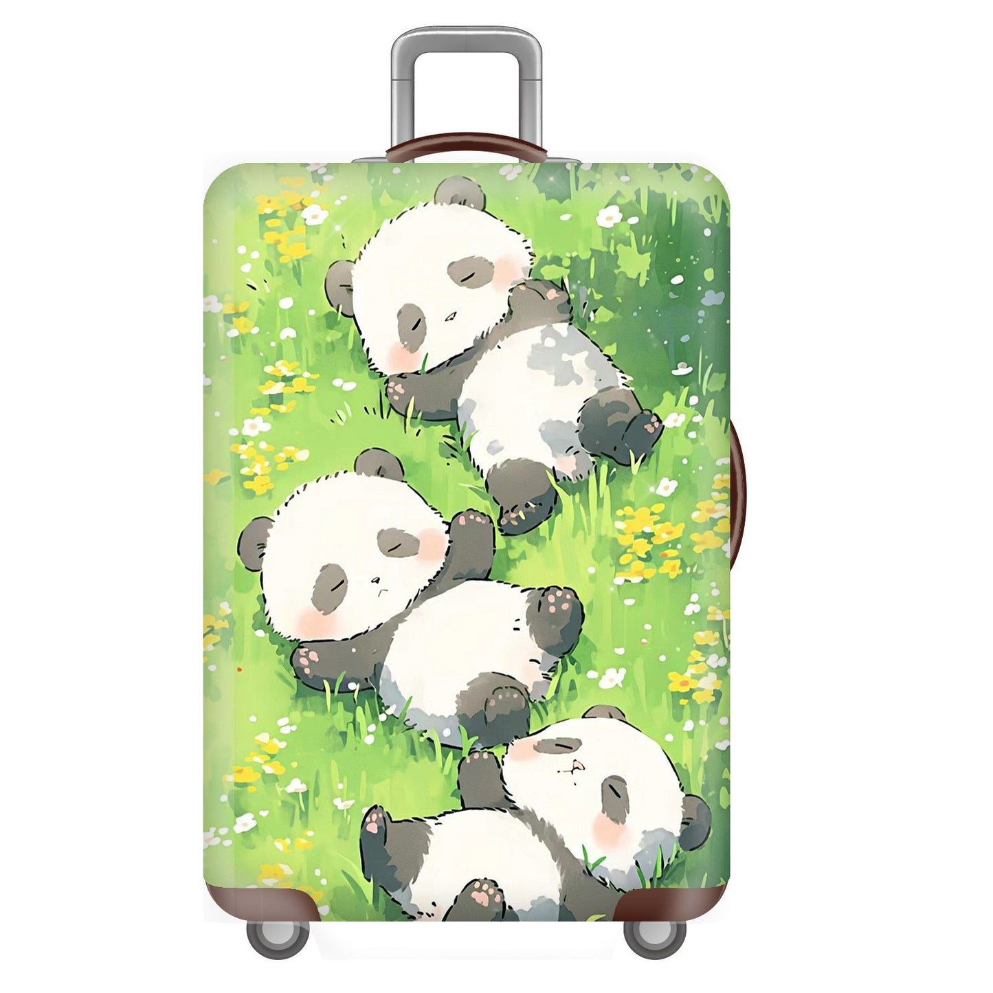 Unisex nan elastische Kofferhülle für Hartschalen-Trolley mit niedlichem Panda-Motiv, dehnbarer Schutzüberzug mit Griff‑ und Rollenöffnungen Brehn