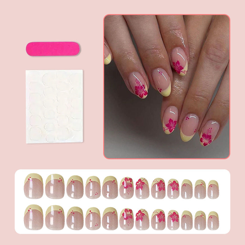 Kunstnagelset mit floralen Designs und elegantem Farbverlauf Brehn