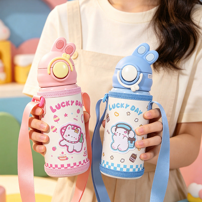 Damen Isolierflasche mit praktischer Tragevorrichtung und verspieltem Design Brehn