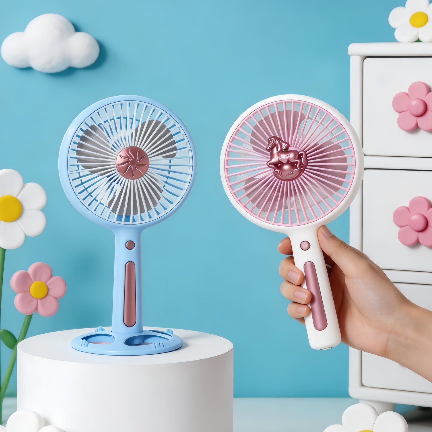 Damen Tragbarer Tischventilator mit kraftvollem Akku und USB-Ladefunktion Brehn