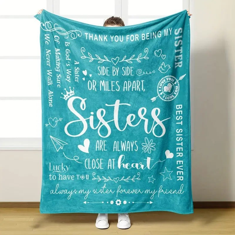 Inspirational Sister-Themed Fleece-Decke