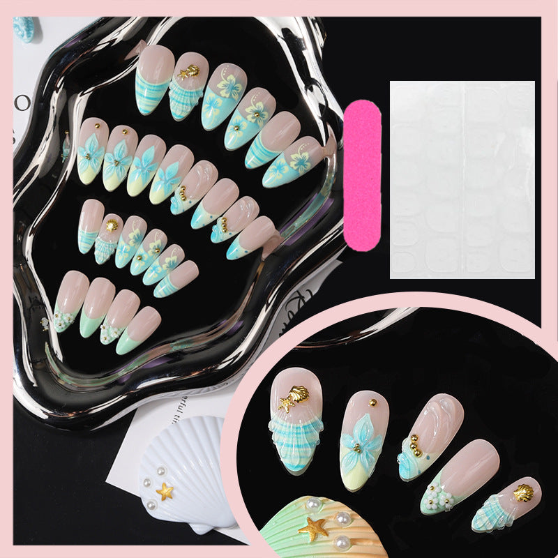 Künstlerisches tropisches floral Press-On Nagelset Brehn