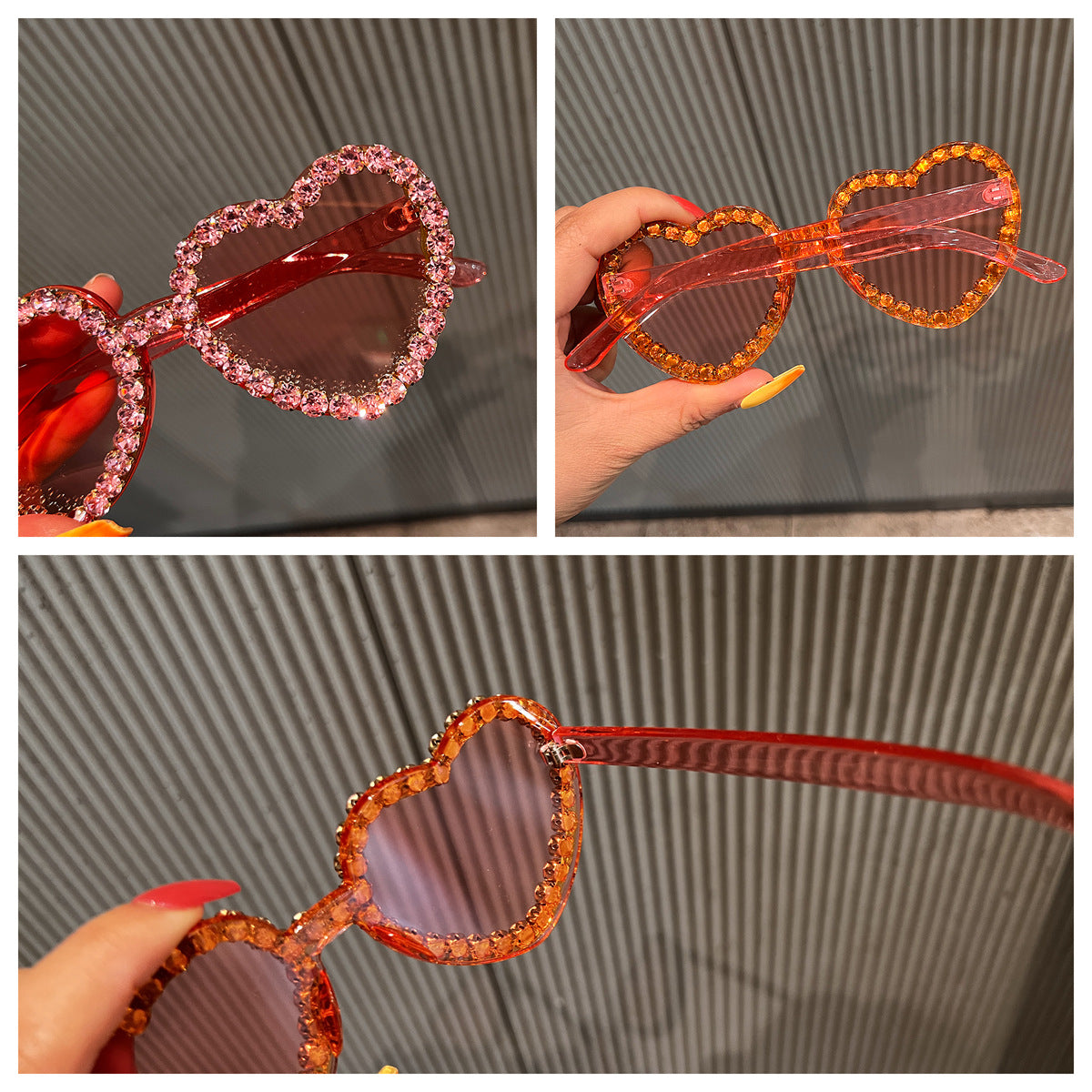Damen Herzförmige Sonnenbrille mit Strassverzierung Brehn