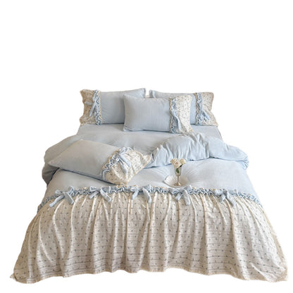 Romantisches Rüschiges Bettwäsche-Set im Vintage-Stil