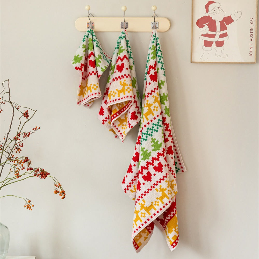 Strick-Schultertuch mit nordischem Weihnachts-Jacquard