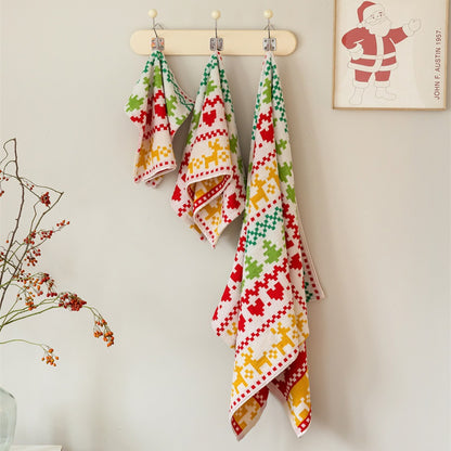 Strick-Schultertuch mit nordischem Weihnachts-Jacquard