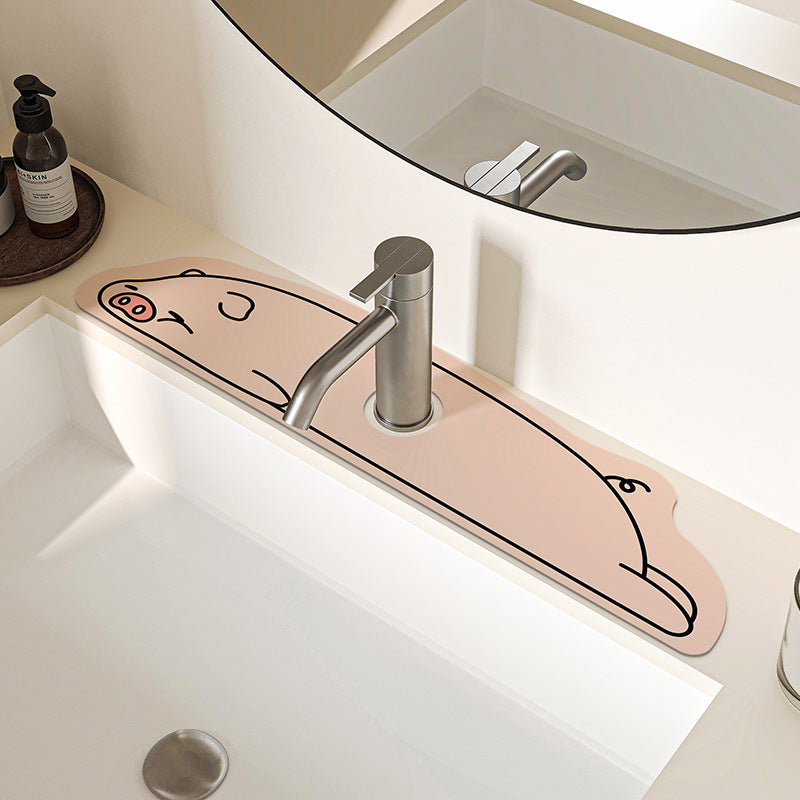 Decorative Silicone Faucet Sink Protector Mat with Dog-Shaped Counter Splash Guard