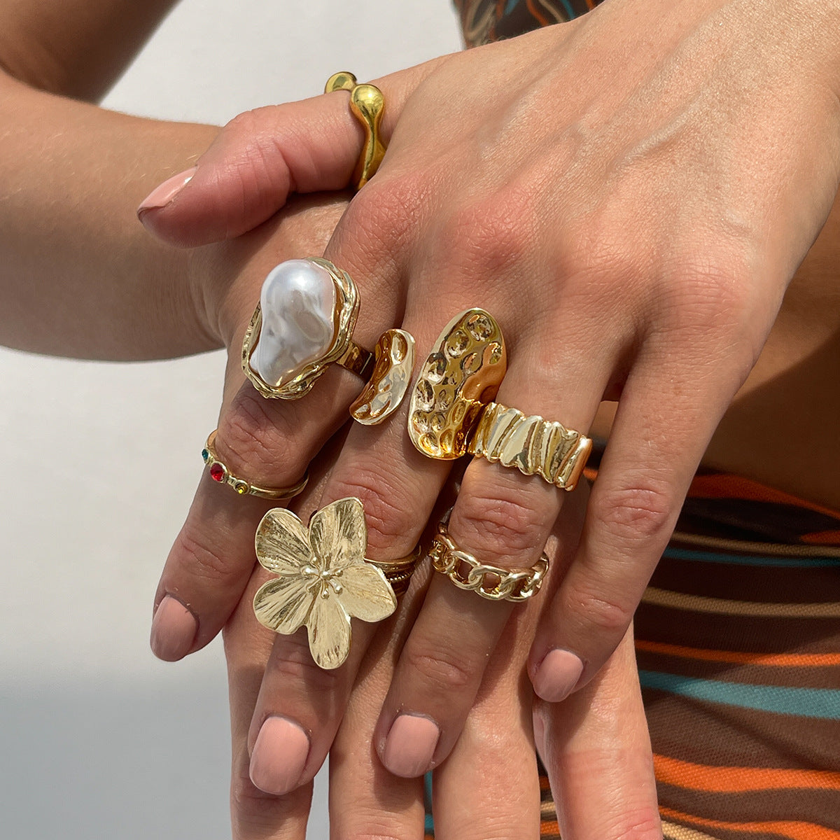 Florale Silber Statement Ring Brehn
