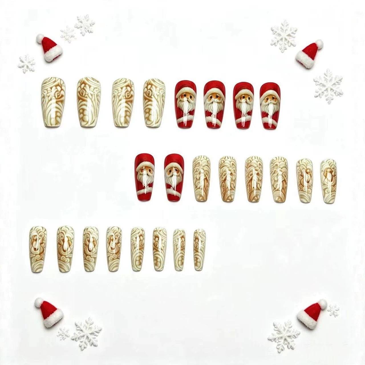 Weihnachtskunstnägel mit Festlichem Santa-Motiv Brehn