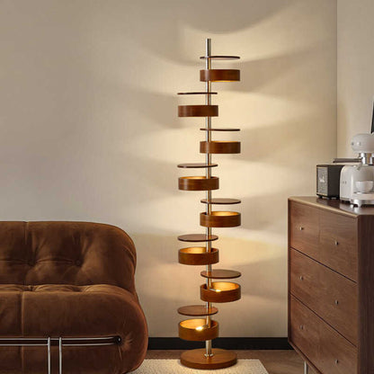 Spiral Stehlampe mit mehreren Lichtscheiben