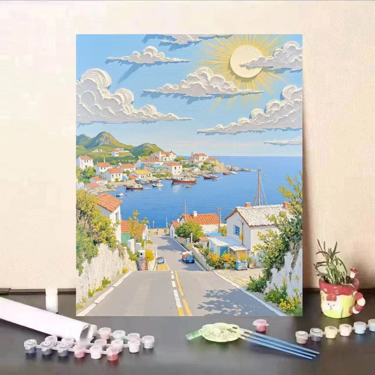 Landschafts-Themen Malen nach Zahlen Leinwand Kunstset Brehn