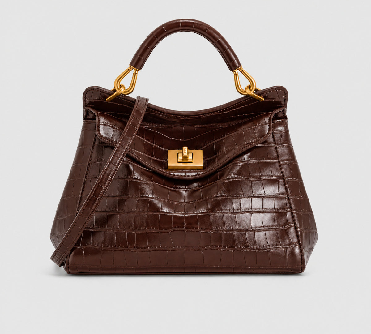 Klassische strukturierte Krokodilleder Handtasche
