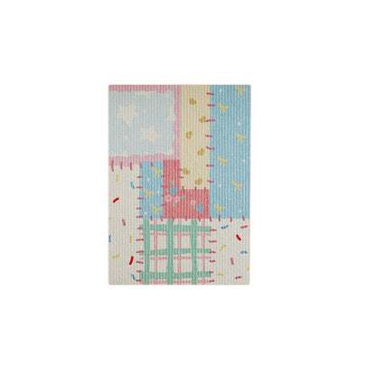 Patchwork Ribbed Textile Wall Art Panel with Kawaii Motif and Lightweight Hanging System