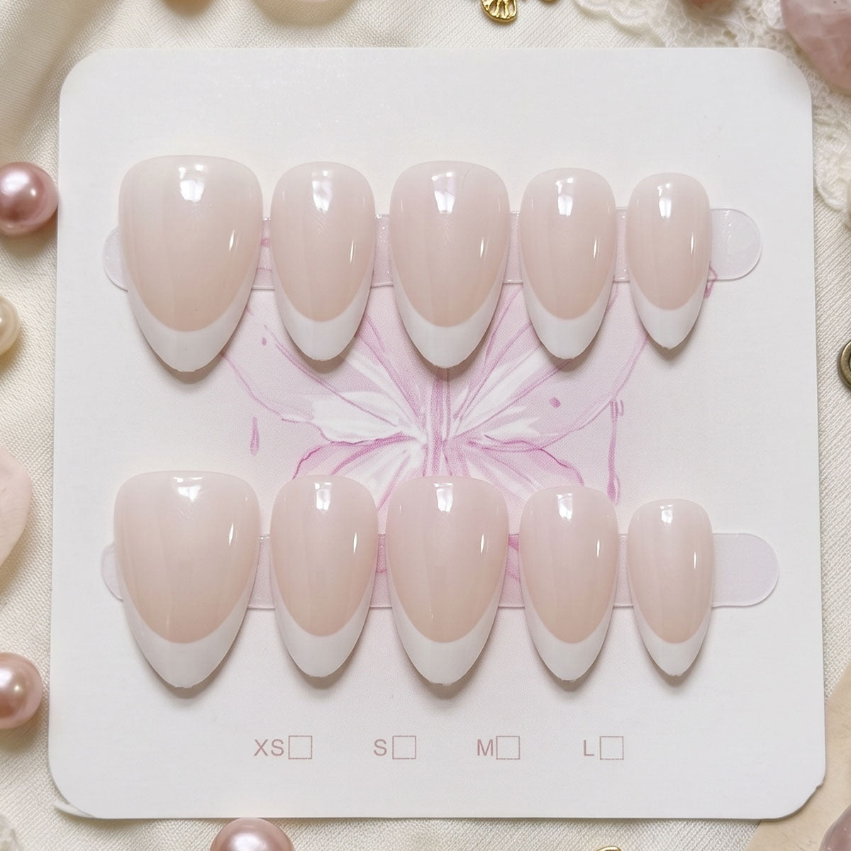 Stylische French Tip Press-On Nägel