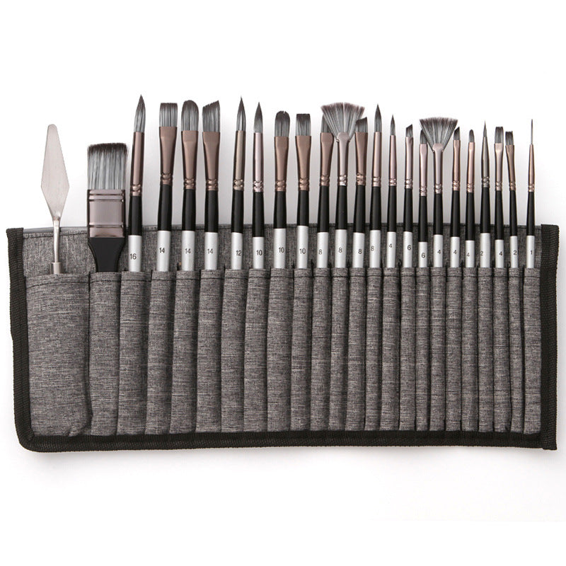 Pinselset 24-teilig mit Rollmappe und Malmesser | Brehn