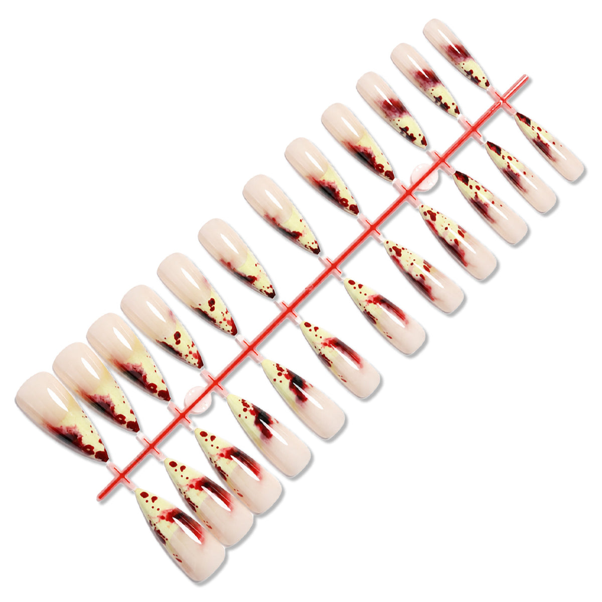 Künstlerisches Stiletto Press-On Nagelset mit tropfendem Design Brehn