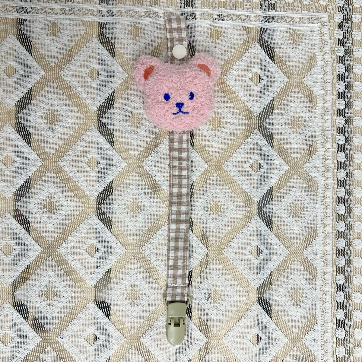 Blumenkleidungs-Schnullerclip mit Gingham-Baumwollgurt