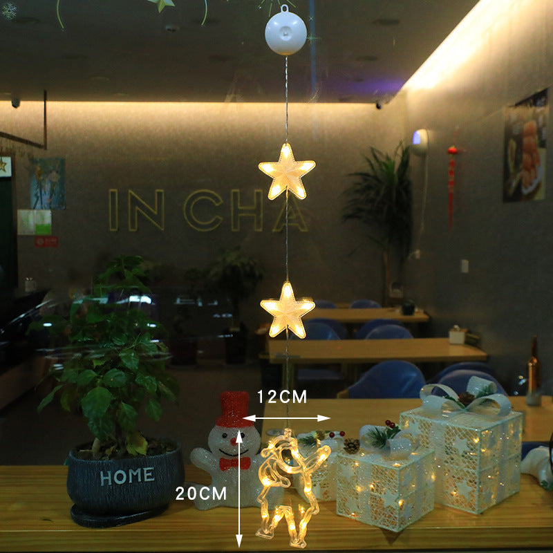 Brehn | Weihnachten 3teilig LED Lichtstern Hängend Baum Saugnapf Fenster Ornamente