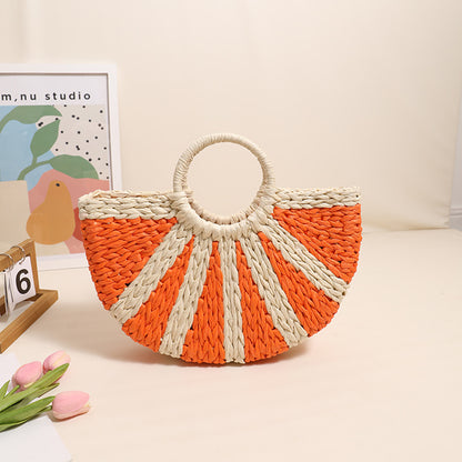 Handtasche Aus Handgewebtem Bast mit Bodenstruktur Brehn