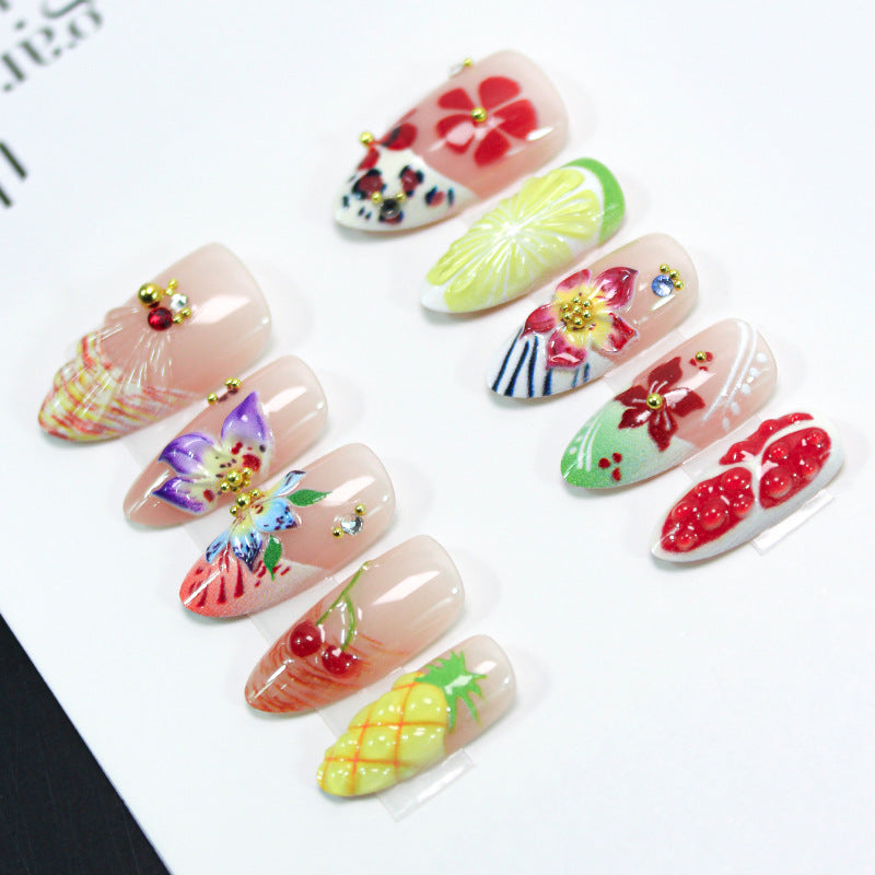Kunstnagelset mit tropischen Fruchtmotiven Brehn