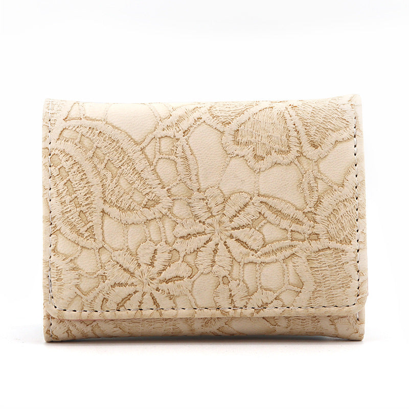 Blumenpräge Leder Mün Brieftasche
