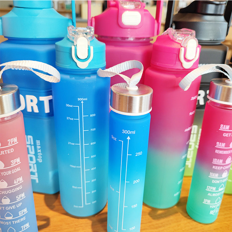 Damen Sport-Wasserflasche mit motivierenden Skalen Brehn