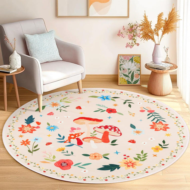 Blumenmotiv runder Teppich