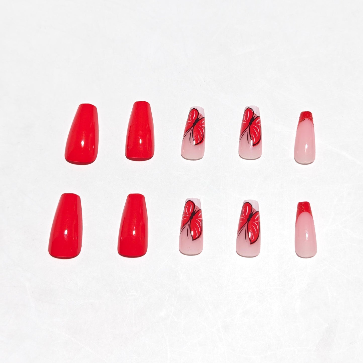 Künstlerische Schmetterling Press-On Nagelkunst Brehn
