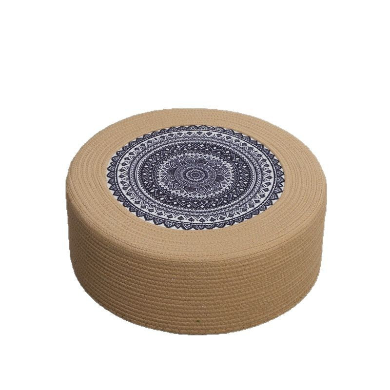 Runder Kunstleder Pouf Brehn