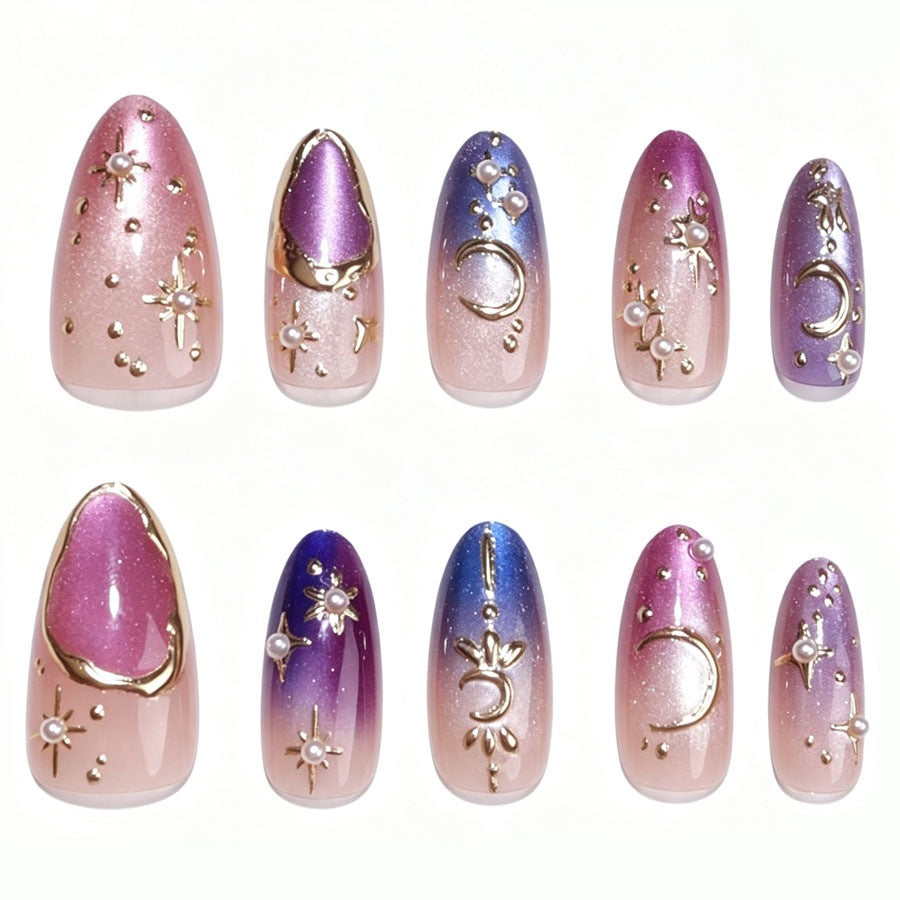 Kunstnagelset mit glamourösen Sternenmotiven Brehn